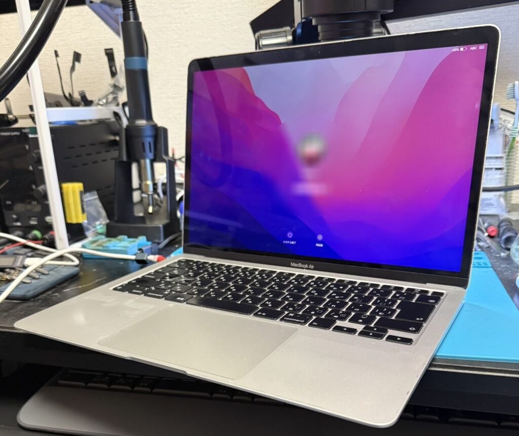 MacBook Air A2179 修理後の起動画面